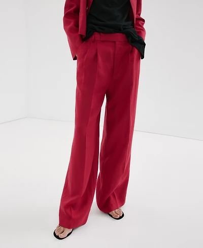 Mango Women's Straight Linen-Blend Pants