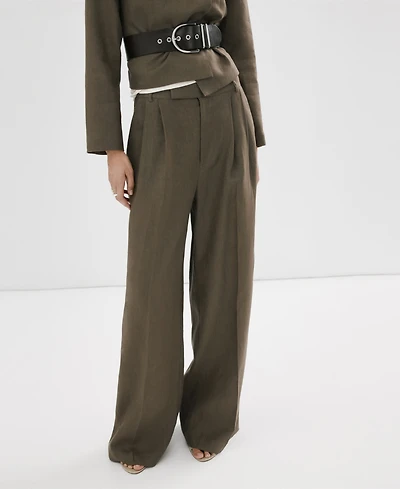 Mango Women's Straight Linen-Blend Pants