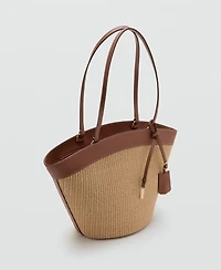 Mango Women's Contrast Canvas Shopper Bag