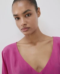 Mango Women's Puffed-Sleeve Silk Nightgown