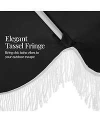Best Choice Products 9ft Fringe Market Umbrella – Boho Patio Sunshade w/ Tilt, UPF50+, Steel Pole for Table, Pool, Deck
