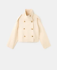 Mango Women's Funnel-Neck Linen Trench Coat