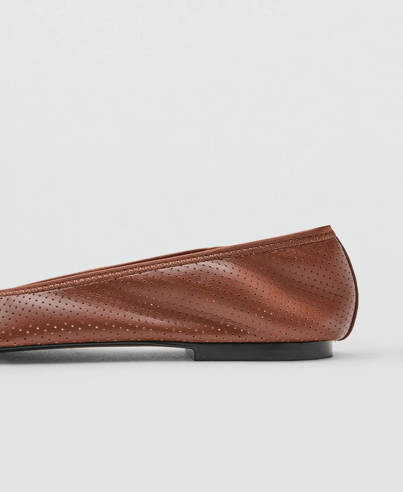 Mango Women's Bow Perforated Ballet Flats