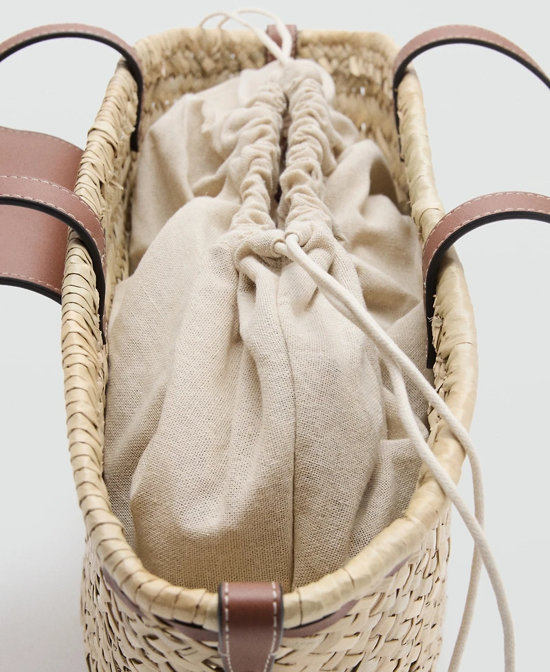 Mango Women's Medium Natural Fiber Basket Bag