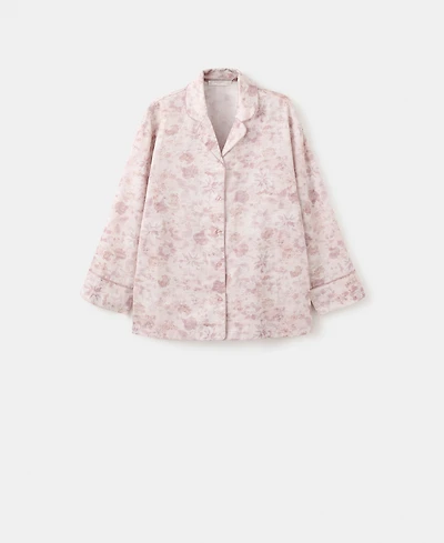 Mango Women's Piping Detail Printed Pajama Shirt