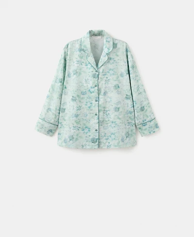 Mango Women's Piping Detail Printed Pajama Shirt