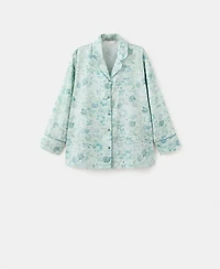 Mango Women's Piping Detail Printed Pajama Shirt