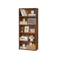 Sugift 5 Tier Narrow Bookshelf 53 in Wooden Open with Adjustable Shelves