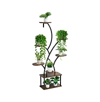 Sugift 8 Tier Lighted Plant Stand Indoor Metal Shelf with Grow Lights