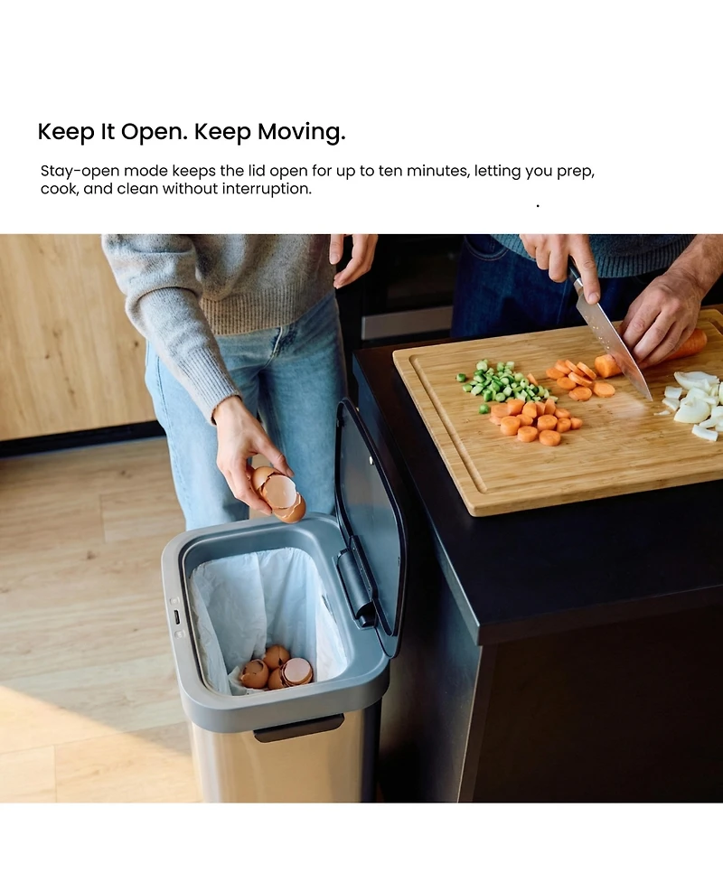 Home Zone Living Gallon Sensor Kitchen Trash Can with Motion Sensor Lid and Touch Controls, Stainless Steel