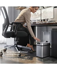 Home Zone Living 2 Gallon Slim Sensor Trash Can with Motion Sensor Lid and Touch Controls, Rectangular Stainless Steel, Silver
