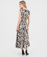 Anne Klein Women's Printed Ruched Pebble Jersey Midi Dress