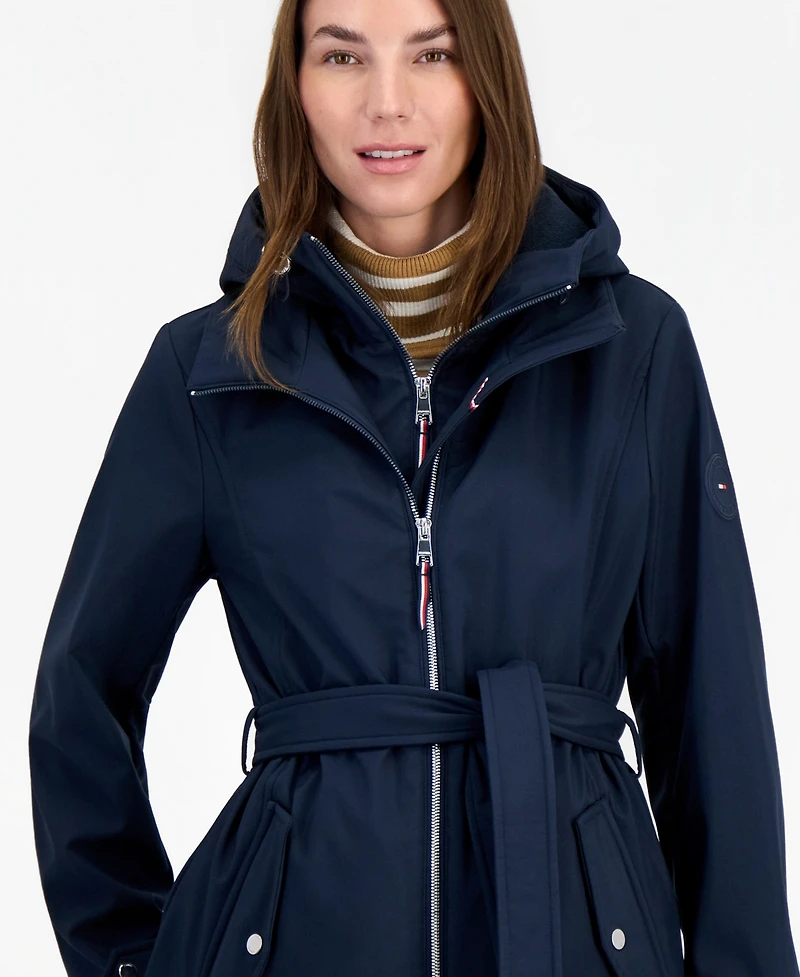 Tommy Hilfiger Women's Hooded Belted Softshell Coat, Created for Macy's