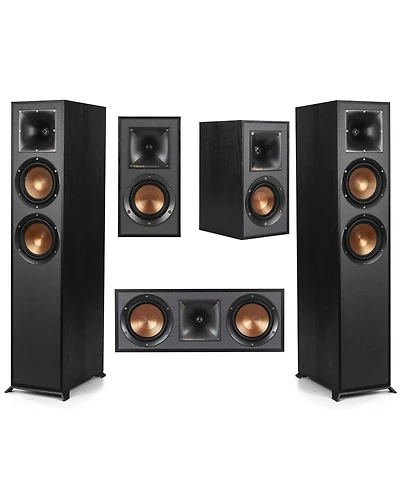 Klipsch Reference 5.0 Home Theater System Bundle with 2x R-620F Floorstanding Speaker, R-52C Center Channel Speaker, 2x R-41M Bookshelf Speaker