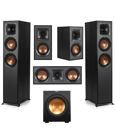 Klipsch Reference 5.1 Home Theater Pack with 2x R-620F Floorstanding Speaker, R-12SW Subwoofer, R-52C Center Channel Speaker and 2x R-41M Bookshelf