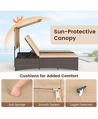 Slickblue 2-Person Patio Daybed with Adjustable Rattan Backrests