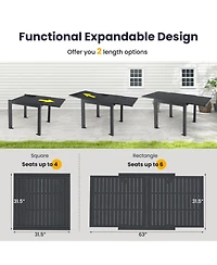 Gymax 7PCS Expandable Outdoor Dining Set w/Slatted Tabletop and Seats for Deck Garden