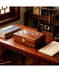 Yigii Solid Wood Travel Organizer Box: Compact, Brass Lock