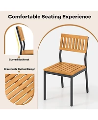 Sugift 6-Piece Acacia Wood Patio Dining Set with Bench and 2 in Umbrella Hole