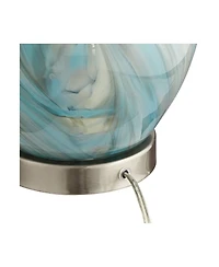 360 Lighting Cirrus Modern Accent Table Lamp with Square Marble Riser High Drum Shade for Bedroom Living Room Office House Home
