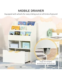 Homcom Kids Storage Bookcase Stand with Drawer for Toys & Books, White