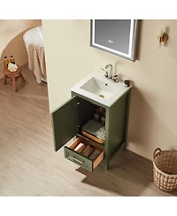 Sillysis Fully Assembled Solid Wood Freestanding Bathroom Vanity with Ceramic Sink, Soft Close Drawer for Small Spaces