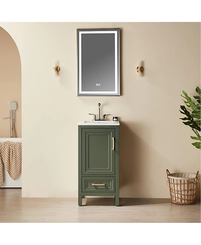Sillysis Fully Assembled Solid Wood Freestanding Bathroom Vanity with Ceramic Sink, Soft Close Drawer for Small Spaces