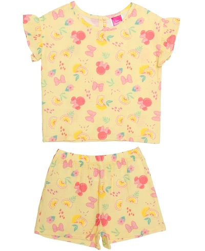 Disney Girls' 2T-6X Minnie Mouse T-Shirt and Shorts, 2-Piece Set