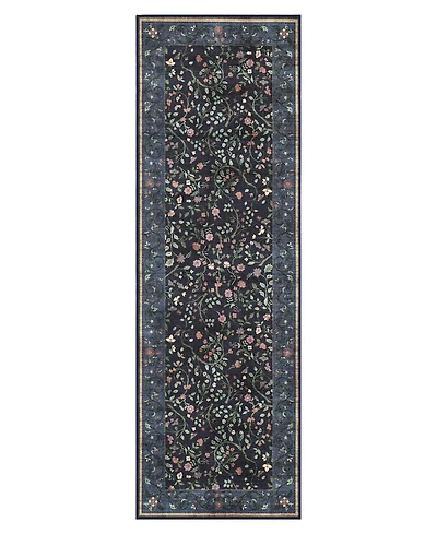 Hunter Eleanor Washable Non-Slip Printed Chenille Runner Rug