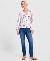 Style & Co Petite Cotton Floral-Embroidered Peplum Top, Macy's Exclusive