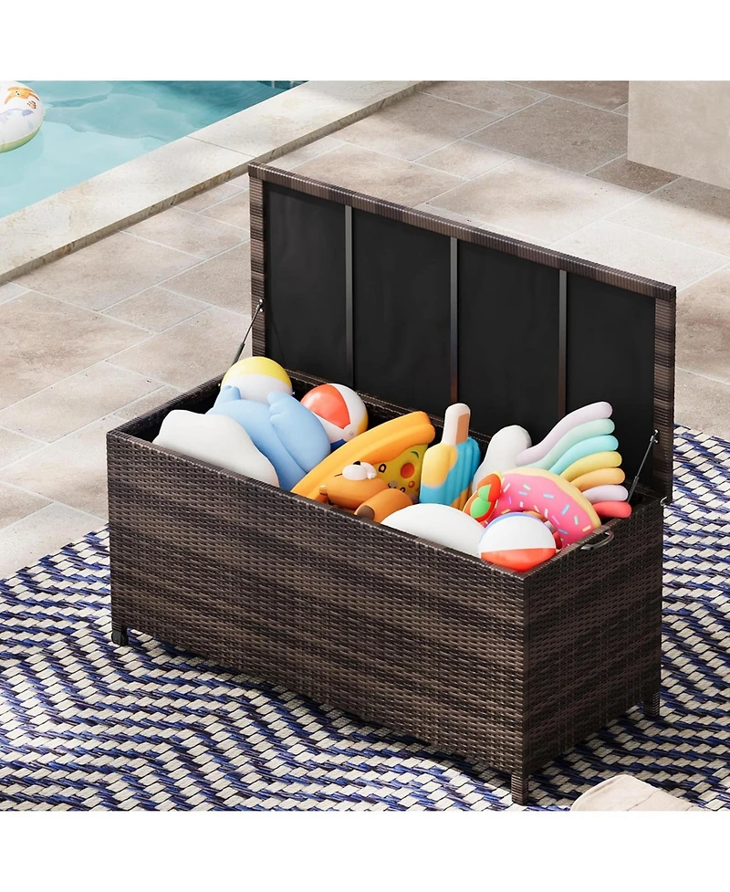 gaomon 125-Gallon Outdoor Deck Box with Wheels and Liner, Wicker