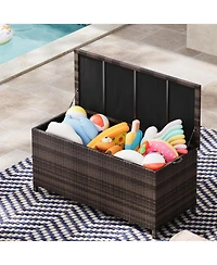 gaomon 125-Gallon Outdoor Deck Box with Wheels and Liner, Wicker