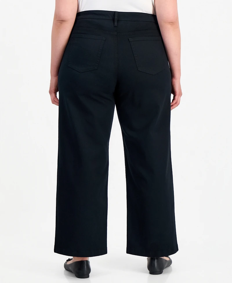 Style & Co Plus High-Rise Wide-Leg 5-Pocket Twill Pants, Macy's Exclusive