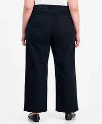 Style & Co Plus High-Rise Wide-Leg 5-Pocket Twill Pants, Macy's Exclusive