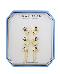 Unwritten Cubic Zirconia Fashion Hoop Earring Trio Set