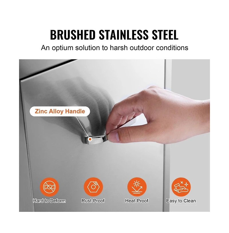 Sugift Pull Out Trash Drawer 19.7W x 26.5H in Outdoor Kitchen Stainless Steel