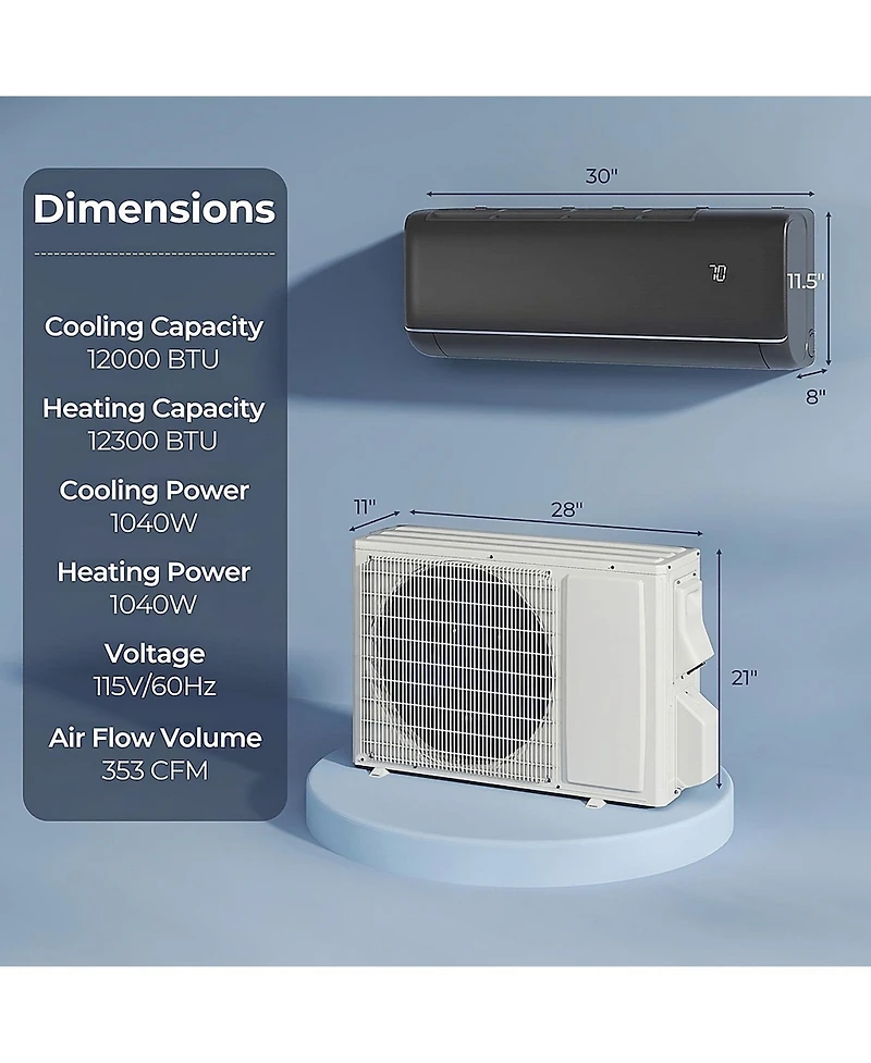 Vebreda 12000 Btu 22 Seer2 115V WiFi Enabled Mini Split Ac Compatible with Alexa