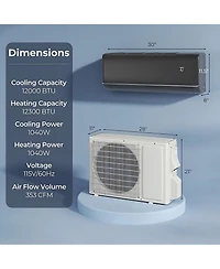 Vebreda 12000 Btu 22 Seer2 115V WiFi Enabled Mini Split Ac Compatible with Alexa