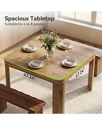 Tribesigns Square Dining Table with Rounded Corners, Modern 47" Kitchen Table for 4 People, Space Saving Dining Room Table (Only Table)