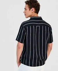 Sun + Stone Men's Striped Linen & Cotton Short-Sleeve Shirt, Macy's Exclusive