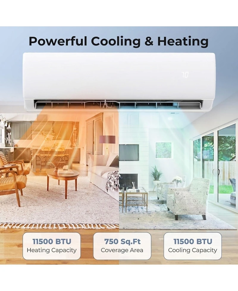 Vebreda 11500 Btu 208 230V Mini Split Air Conditioner and Heater Pump System