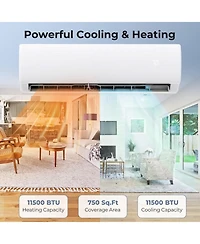 Vebreda 11500 Btu 208 230V Mini Split Air Conditioner and Heater Pump System
