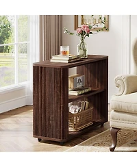 Tribesigns Narrow Side Table Set of 2, 3-Tier End for Living Room, Small Fluted Nightstand, Farmhouse Bedside