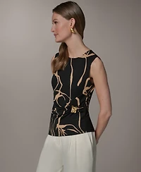 Donna Karan New York Women's Crewneck Asymmetrical Hem Top