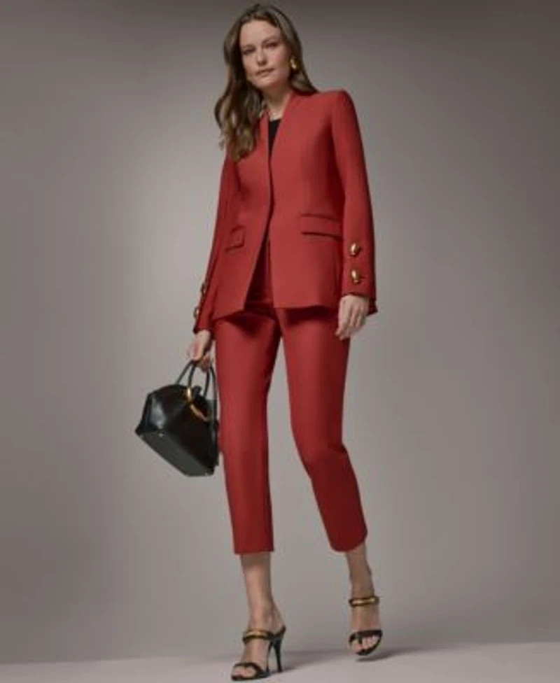 Donna Karan New York Womens Collarless Blazer Mid Rise Slim Pants