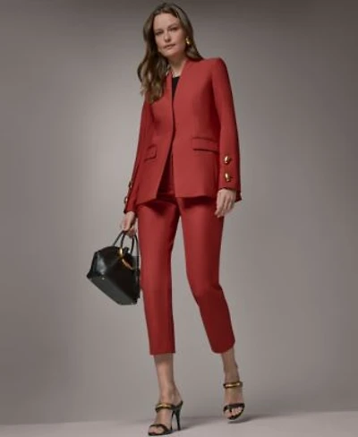 Donna Karan New York Womens Collarless Blazer Mid Rise Slim Pants