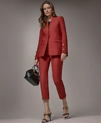 Donna Karan New York Womens Collarless Blazer Mid Rise Slim Pants