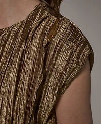 Donna Karan New York Women's Crewneck Pleated Novelty Blouse