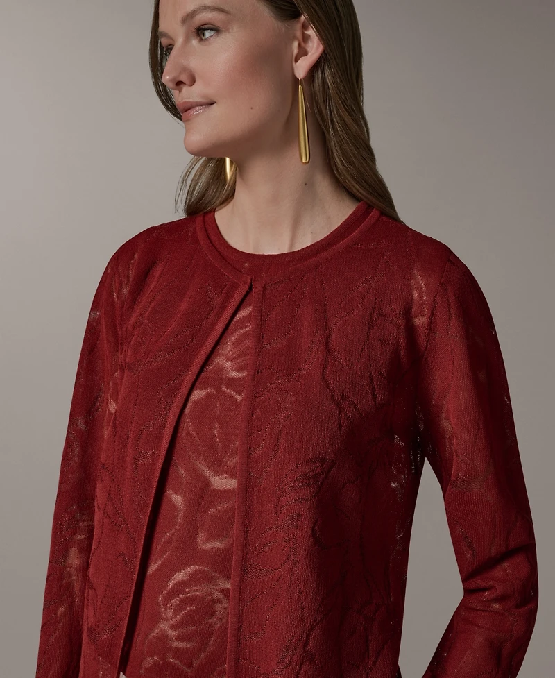 Donna Karan New York Women's Crewneck Novelty Cardigan