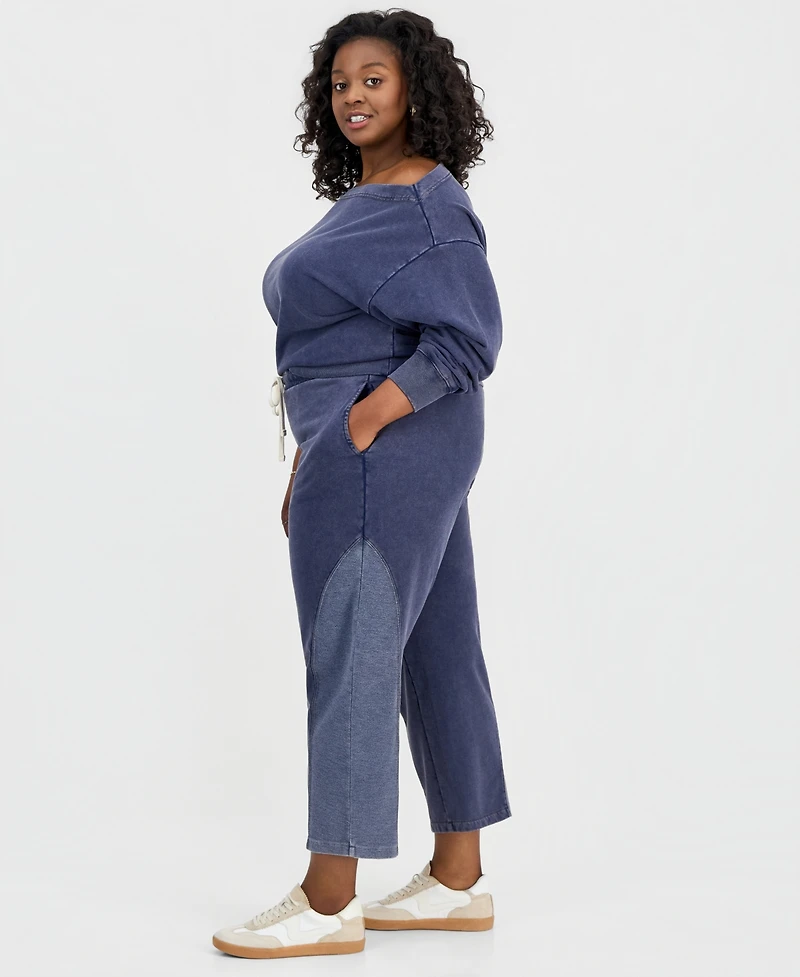 And Now This Trendy Plus French Terry Barrel-Leg Pants